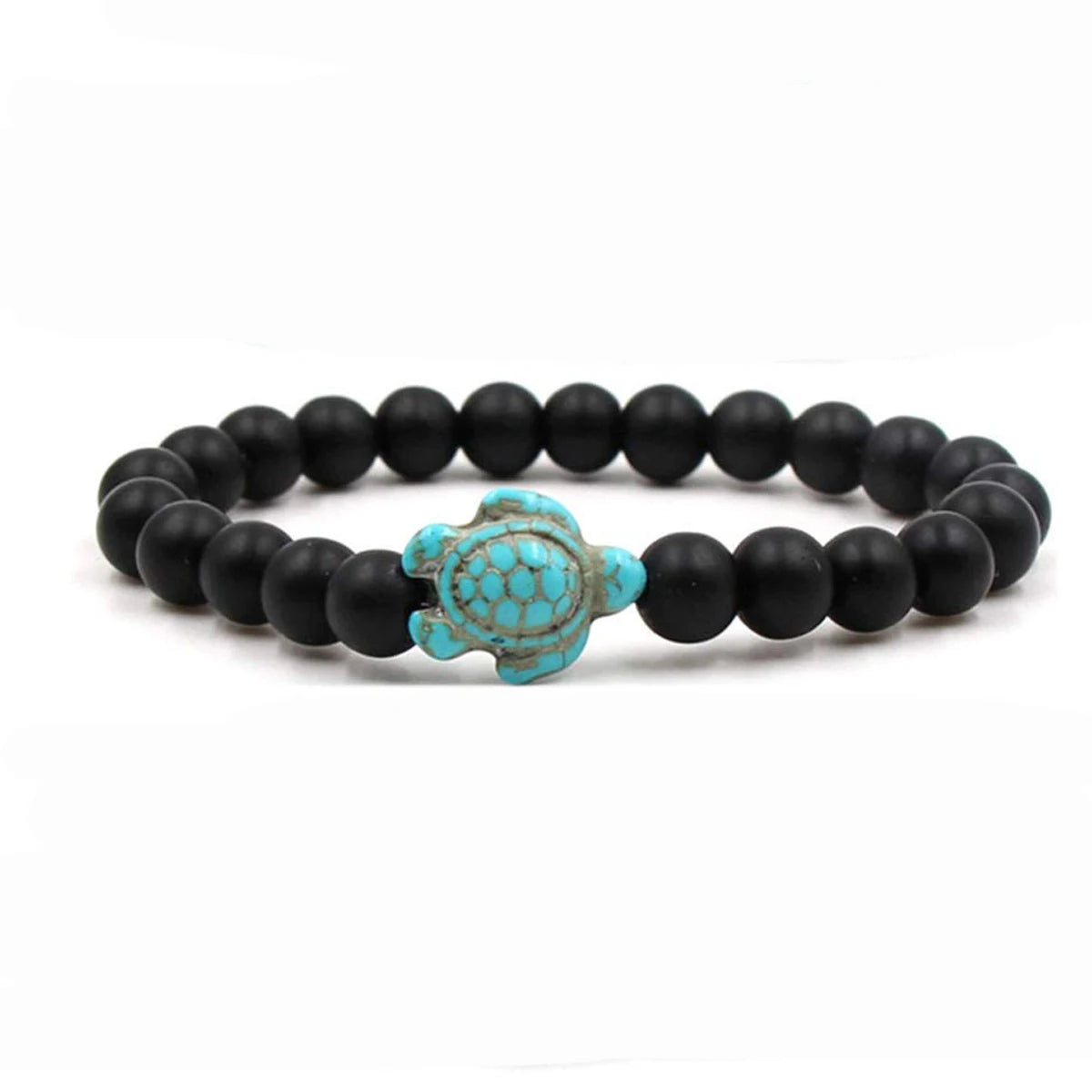 Turquoise Turtle Beads Bracelets for Women Men Tiger Eye Lava Rock Natural Stone Elastic Stretch Bracelet Beach Jewelry