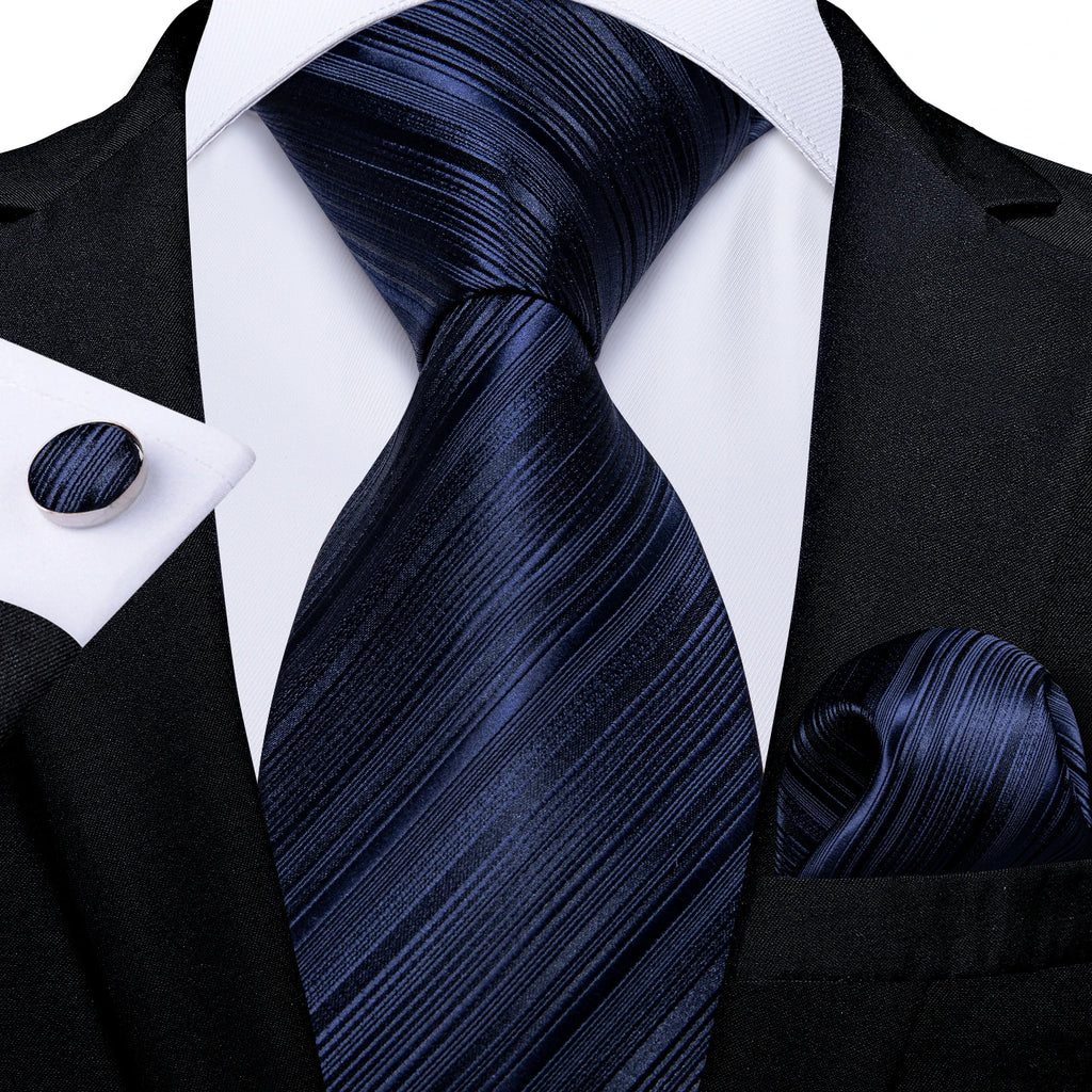Royal Blue Paisley Plaid Striped Men tie Set with Handkerchief Cufflinks Wedding Prom Groom Accessories Perfect Gift for Men