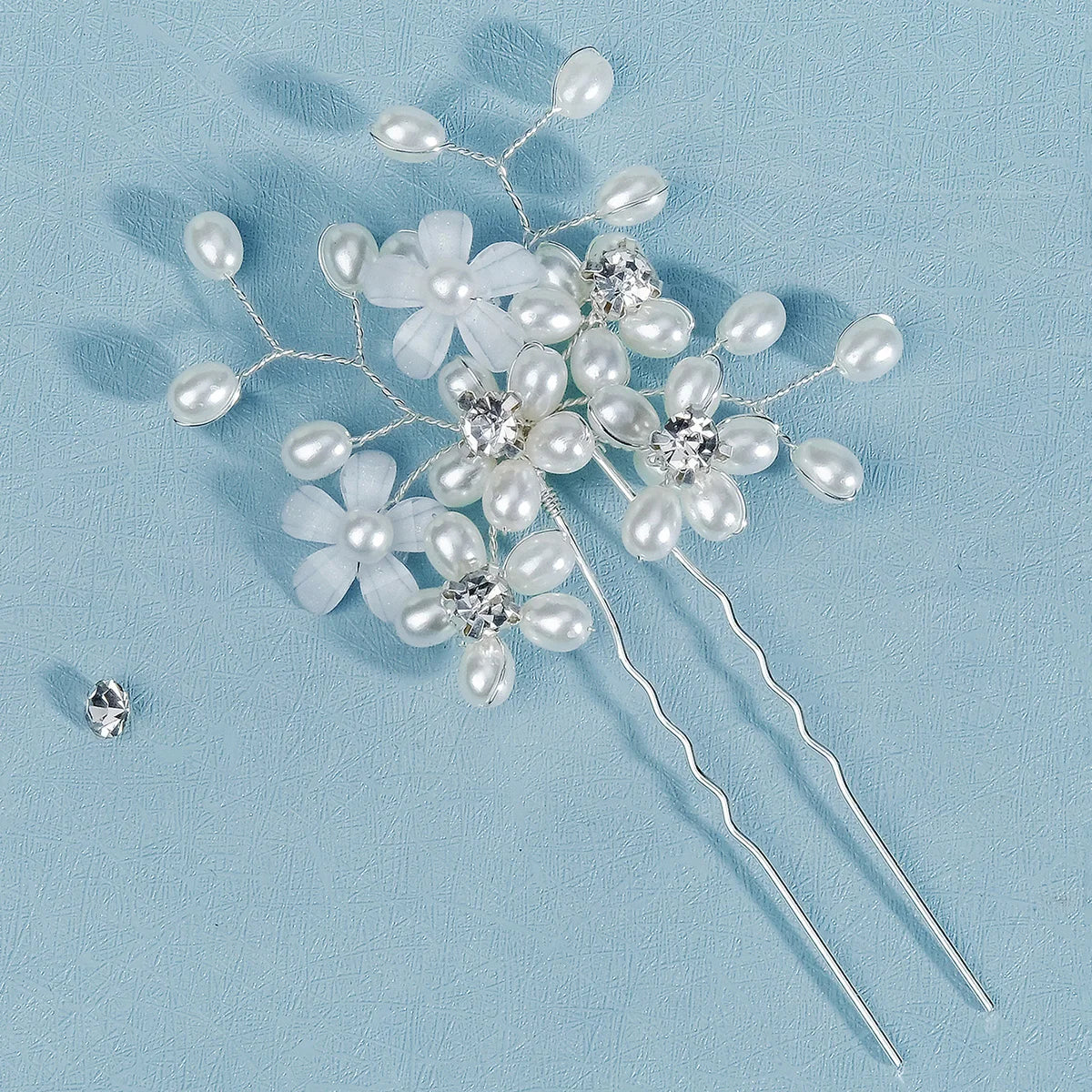 Fashion Pearl Rhinestone Flower Hair Pins barrette Bride Wedding Jewelry Accessories Hair Clips Headpiece For Women