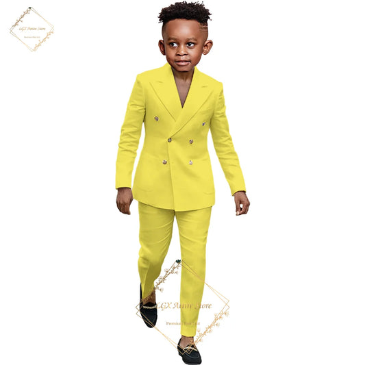 Boys suit 2 piece suit - custom made for 2~16 year old children double breasted peak lapel formal occasion slim fit suit