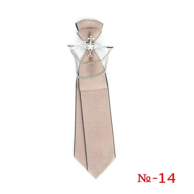 Retro Fabric Ribbon Rhinestone Black Bow Tie Collar Bowkont Cravat School Girl Boys Gifts for Women Clothing Jewelry Accessories