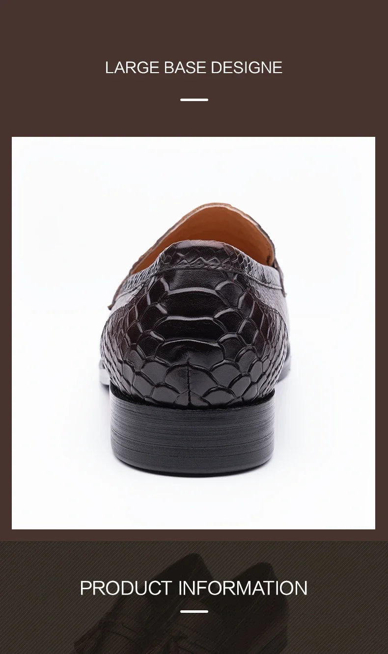 Men's Snake Pattern Penny Loafers – Handcraft Business Leather Shoes