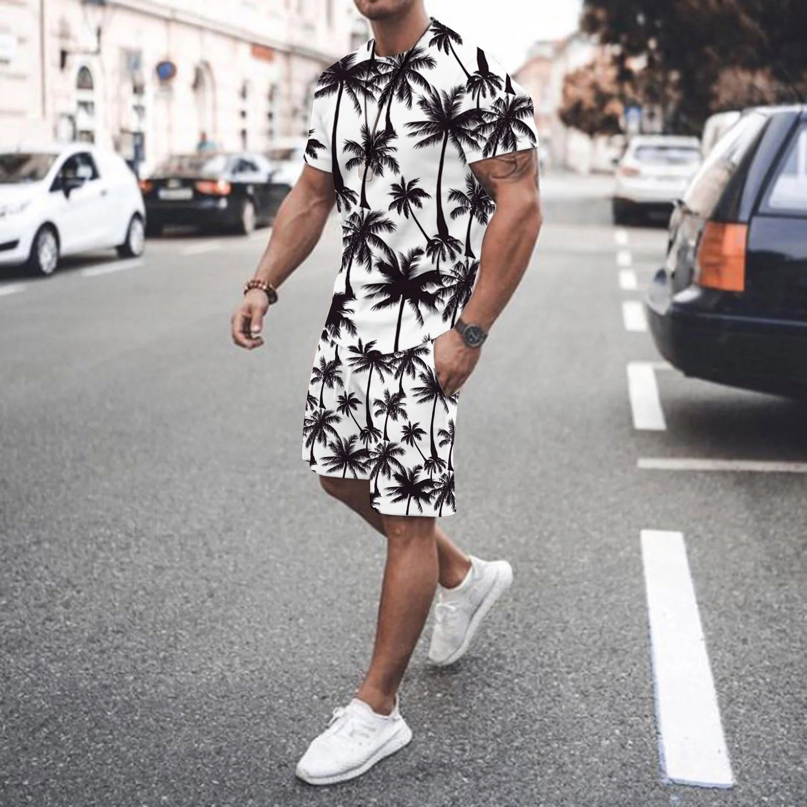 Summer Clothes For Men Vintage Tshirt Shorts 2 Pieces Set Men's Oversized Tracksuit Skull 3D Print Street Men Sets Short Outfits