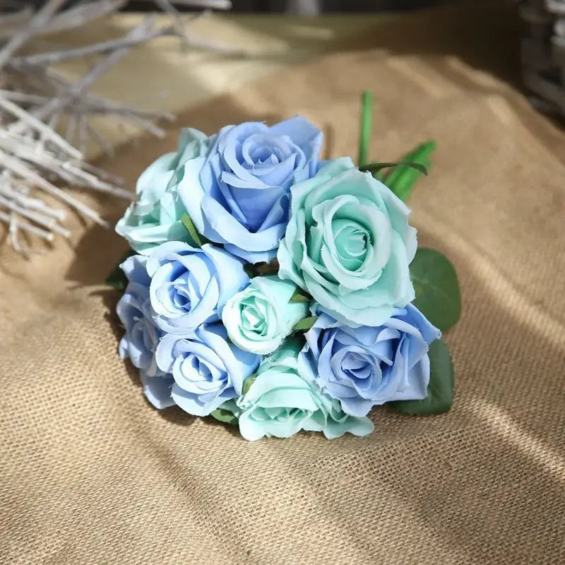 9 Head Artificial Bouquet Rose Bouquet Wedding Decor Artificial Flower Home Decoration Accessories Silk Flowers