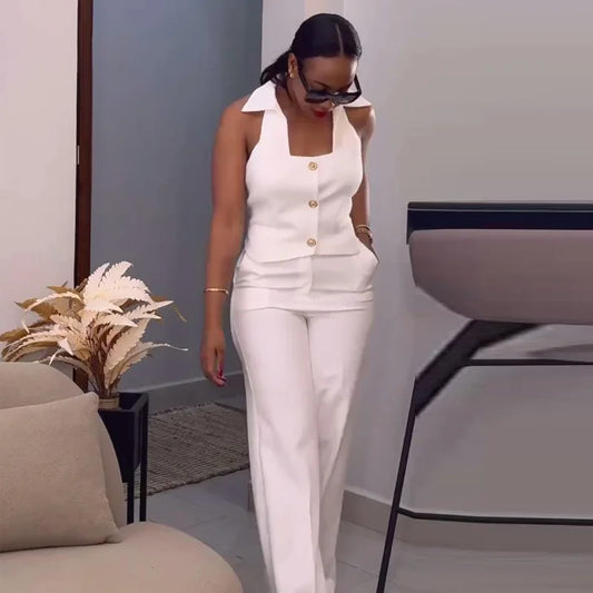 Pants Set Women Two Piece Sets Sexy Matching Sets Sleeveless Vest Tops Wide Leg Long Pants High Waist Slim Fit Y2k Streetwear