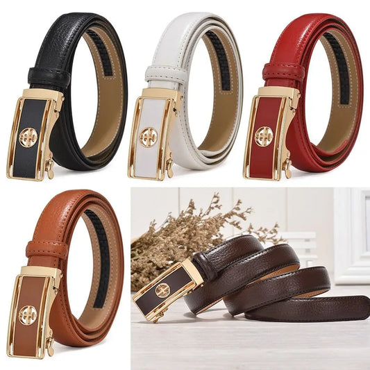 Casual Elegant Luxury Famous Designer Genuine Leather Belt Ladies Dress Belts Pants Bands Automatic Buckle Waistband