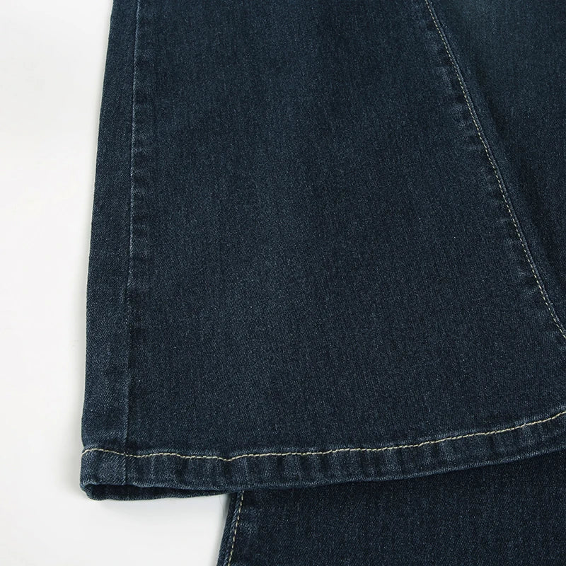 Cuteandpsycho Fashion Low Waisted Washed Flared Jeans Button Harajuku Aesthetic Pants Streetwear Basic Slim Pockets Y2K Bottoms