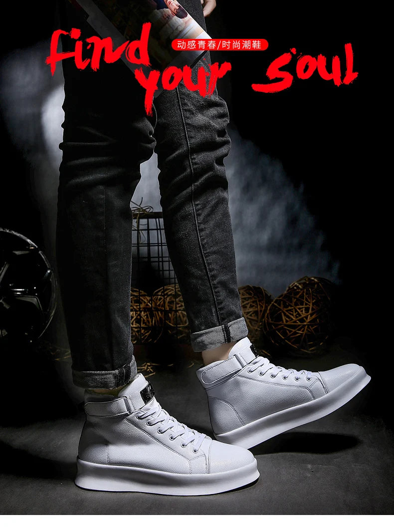 Fashion Luxury Men's Red High Top Sneakers PU Leather Casual Sneakers Men Flat Designer Shoes Breathable Hip Hop Sport Shoes Man
