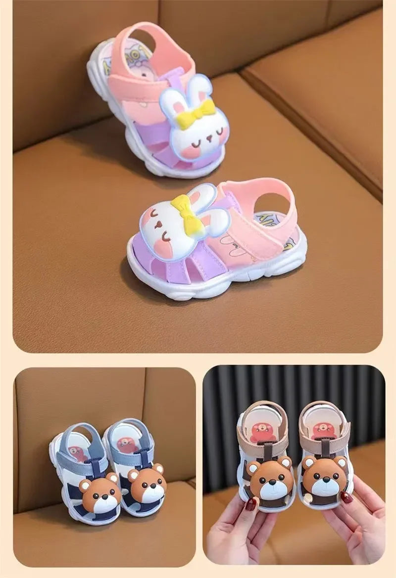 High Quality Comfortable Breathable Baby Children Outdoor Sandals Simple Versatile Cute Cartoon Boys Girls Infants Walking Shoes