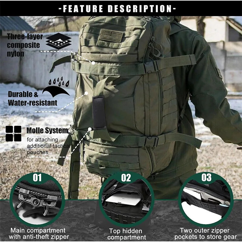 Outdoor Travel Bag Multifunctional Camouflage Bags Sports Handbag Hiking Cross-Country Backpack Large Capacity Hiking Daypack