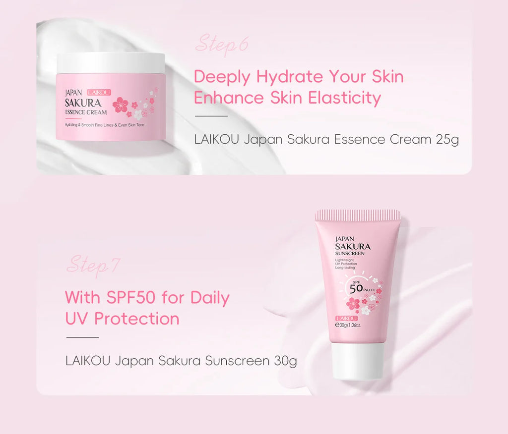 LAIKOU cleansing Laikou moisturizing hydration Japan Cherry Blossom Skincare 7-piece Mud Mask Edition Facial Care Set