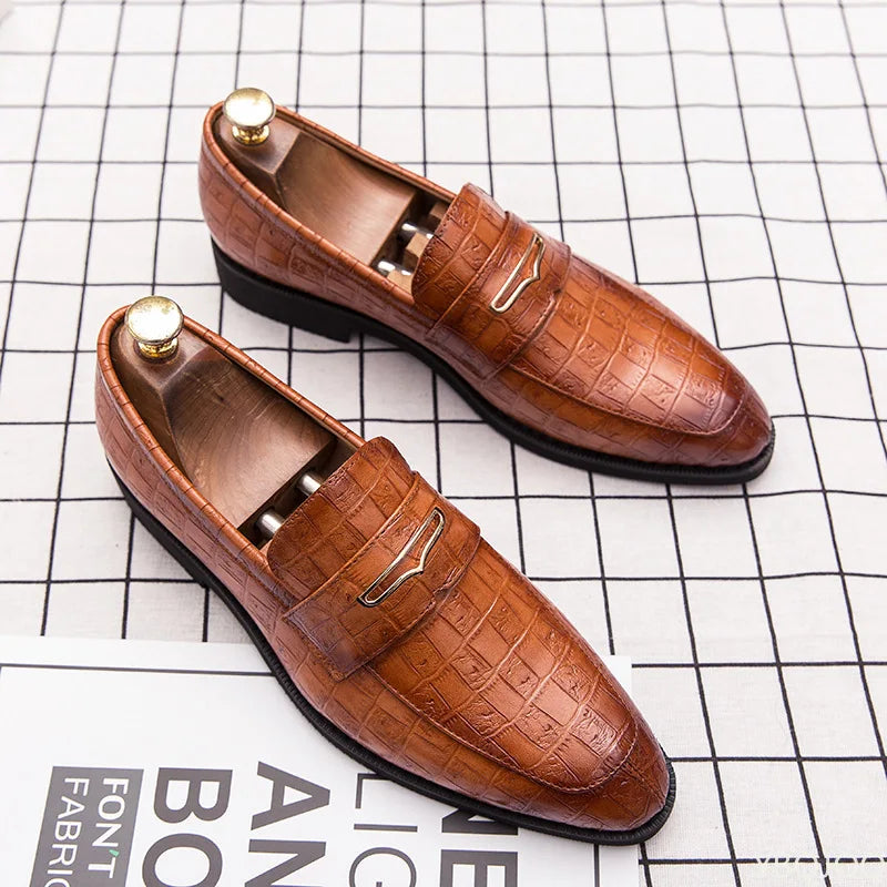 Men's Italian Classic Loafers – Red & Blue Leather Wedding Dress Shoes