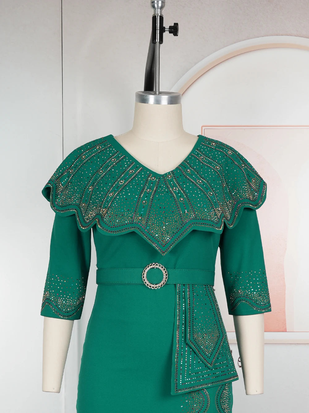 Plus Size African Party Dresses for Women Dashiki Diamond Bodycon Slit Long Dress Elegant Turkey Muslim Wedding Evening Gown