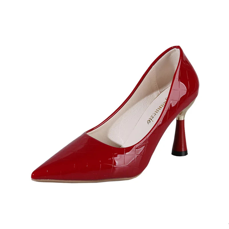 Fashion Oversize Shoes Plaid Classic Casual High Heels New Pattern Embossed In Autumn and Winter 2024 Pumps Women Shoes