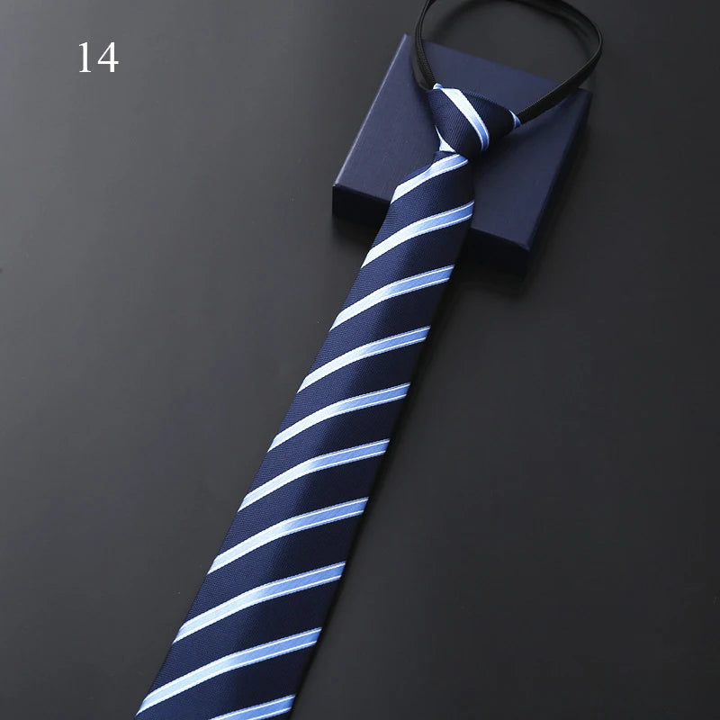 Lazy Zipper Jacquard Men's Tie Business Formal Wear Black Cravat Necktie Accessory Wedding Party Gift Fashion Daily Wear 48x8CM