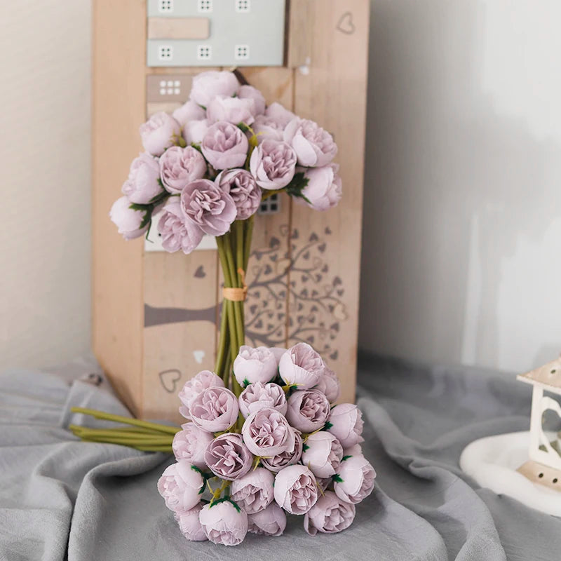 27heads Pink Roses Peony Artificial Flowers Silk Bouquet for Table Vase Arrange Home Wedding Decoration Roses Fake Flowers