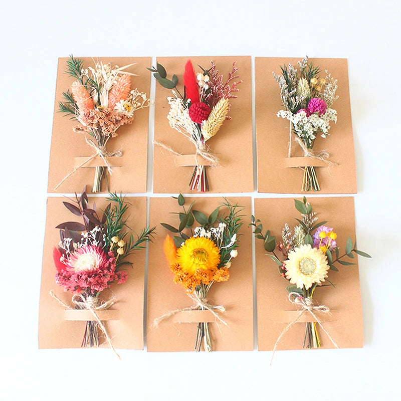 Mini Natural Dry Flowers Bouquet Bridesmaid Boutonnieres Christmas Wedding Decor Valentine's Day DIY Floral Materials