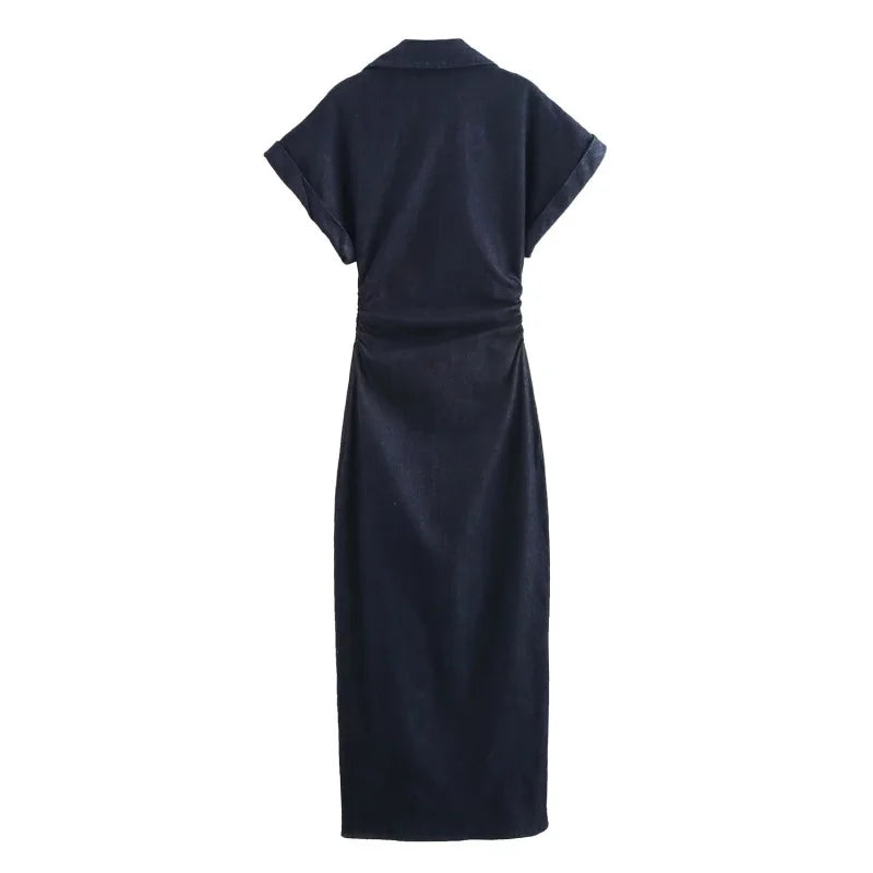 denim MIDI dress fashion elegant