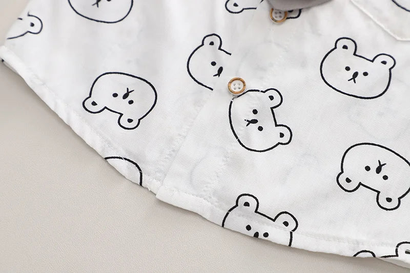 Baby Boy Cotton Summer Outfit Set with Print Bear T-Shirts And Shorts 2Pcs Toddler Tracksuit Infant Fashion Children's Clothing