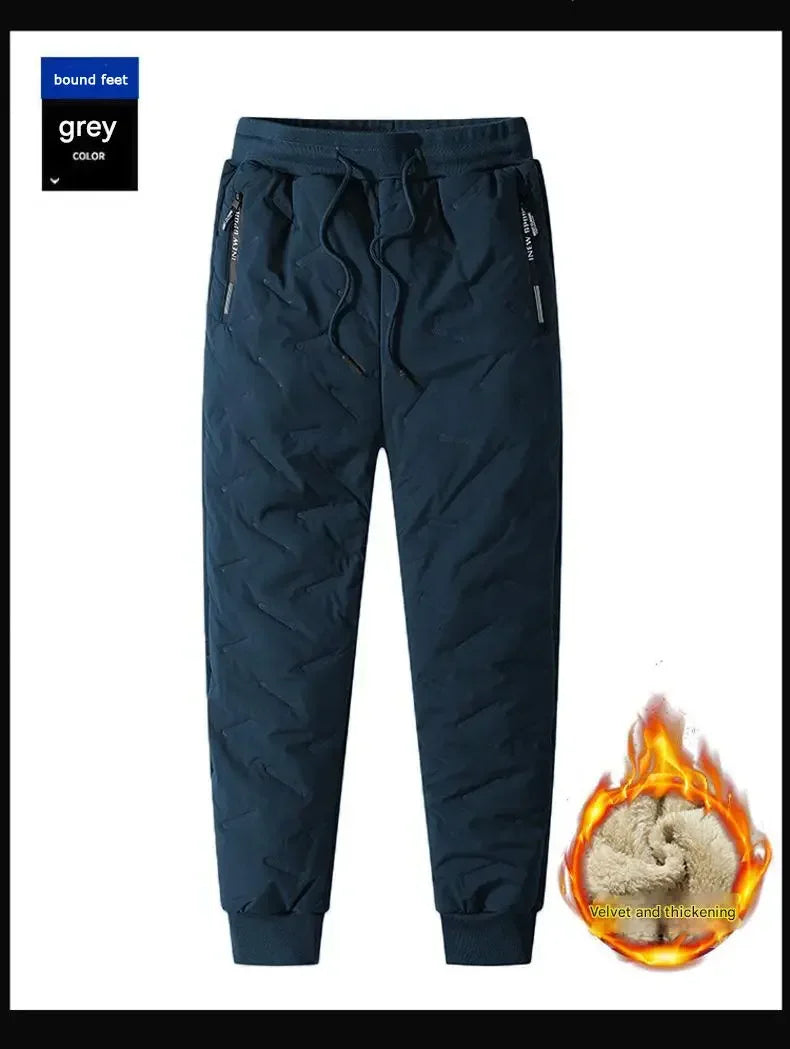 Winter Sweatwear Men Plush Thick Fleece Sweatpant Lambswool Thermal Trousers Casual Pants Waterproof Windproof Warm Cotton Pants