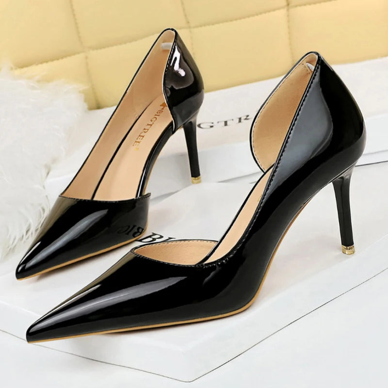 BIGTREE Shoes Patent Leather Heels 2025 Fashion Woman Pumps Stiletto Women Shoes Sexy Party Shoes Women High Heels 12 Colour