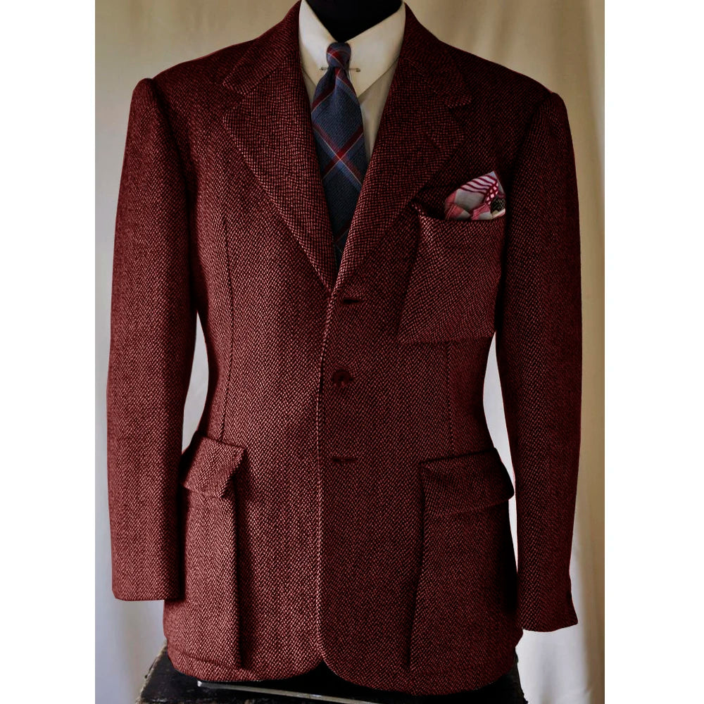 Jackets Man Winter Men's Winter Men's Herringbone Pattern New Jacket Single Breasted Casual High Quality Jacket Outerwear Autumn