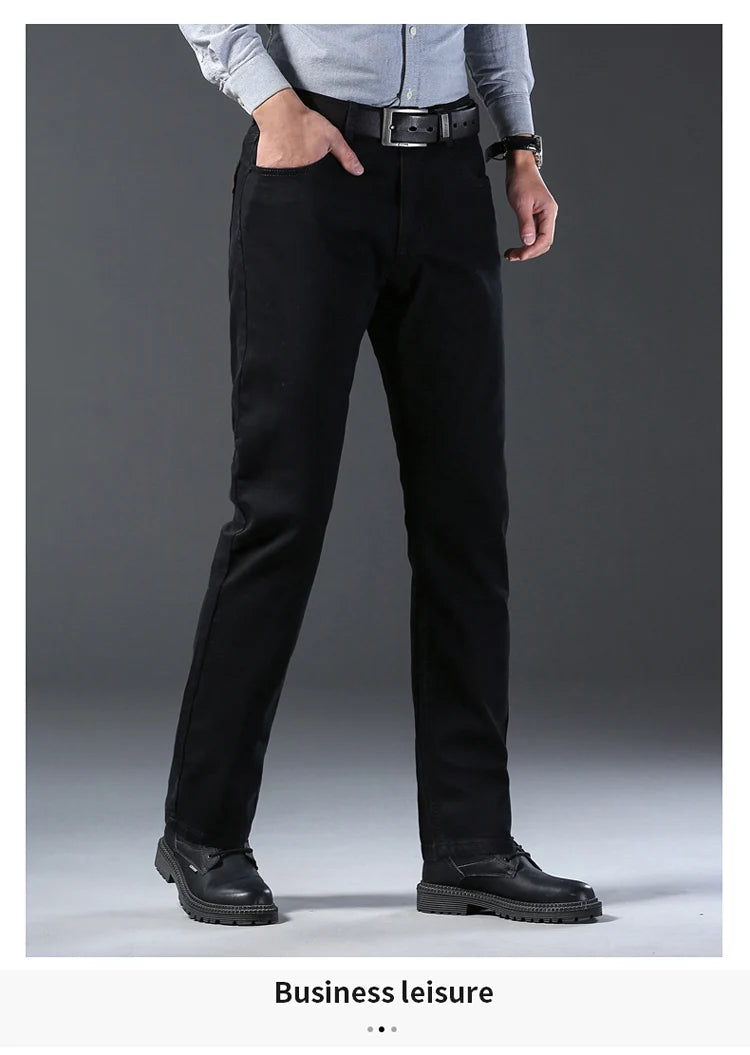 2024 New high-quality Fashion Casual Cotton Business Black  Denim Pants Male Trousers Men's Stretch Regular Fit Jeans