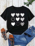 Red Heart Printed Women T-Shirts Fashion Streetwear Short Sleeve Tee Clothing Casual Soft Women Tops Valentine's Day T-shirt