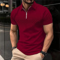 Men's Gradient Polo Shirt – 3D Print Short Sleeve Zip Collar Tee for Summer