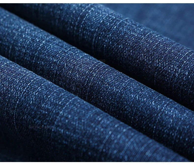 Summer Thin Men's Straight Jeans Classic Black Blue Stretch Casual Business Baggy Denim Pants Male Brand Trousers