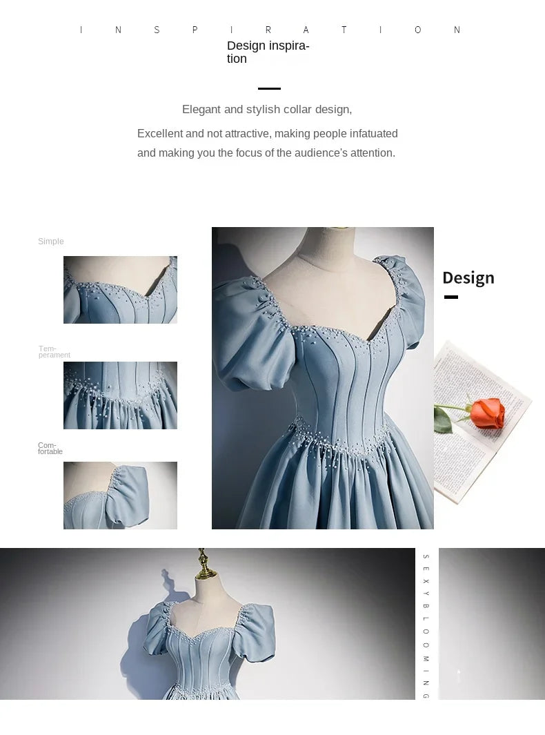 BeitifuBaby Palace Style Women's Evening Dresses Light Luxury Satin Lace-up Slimming Banquet Ball Gown Skirt Prom Dress Vestidos