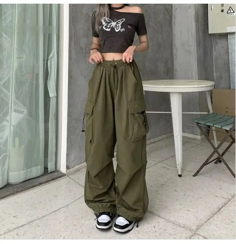 Retro work casual pants for women's summer versatile straight tube drape leggings loose wide leg pants