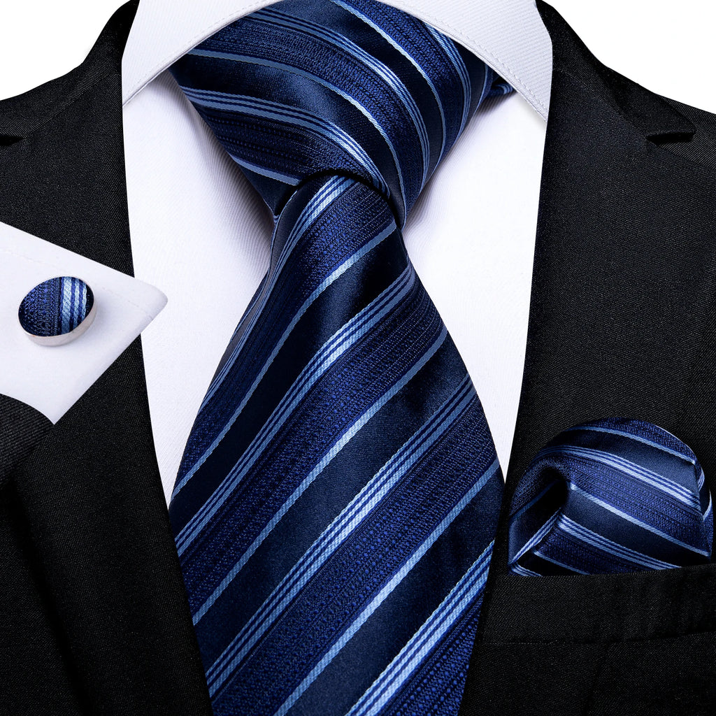 Solid Black Plaid Men's 8cm Polyester Neck Tie Handkerchief Cufflinks Set with Gift Box Tie Clip Birthday Anniversary Gift