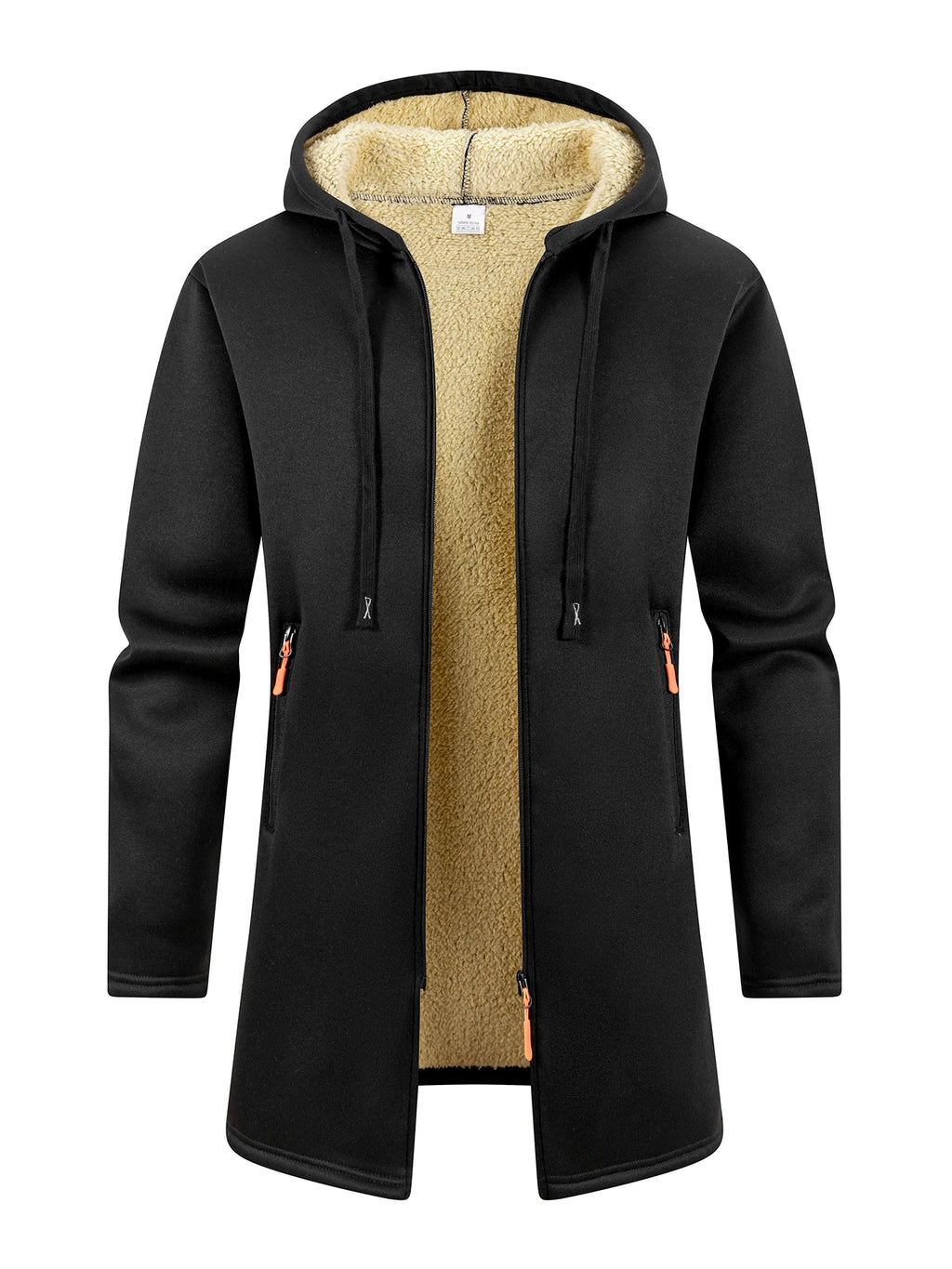 Men's Thickened Overcoat Jackets Winter Warm Zipper Hoodies Long Sleeve Sweatshirts Outdoor Casual Solid Color Streetwear Tops