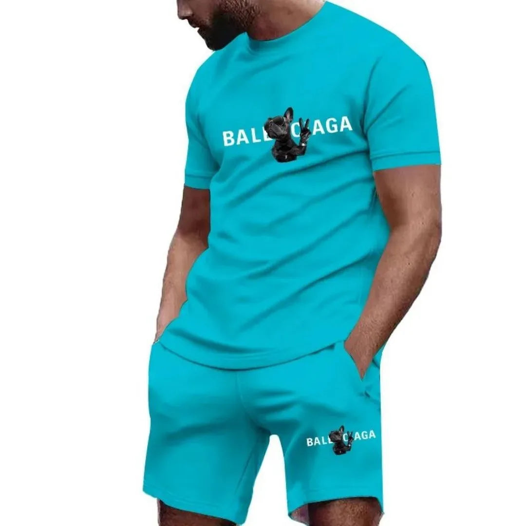 2025 summer new men's short sleeve and shorts T-shirt casual streetwear set summer daily casual 3d sports new series