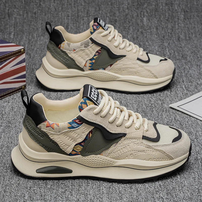 Men Sneakers 2025 Spring Autumn New Comfortable Outdoor Non Slip Running Shoes Trend Wear-resistant Vintage Lace Up Casual Shoes