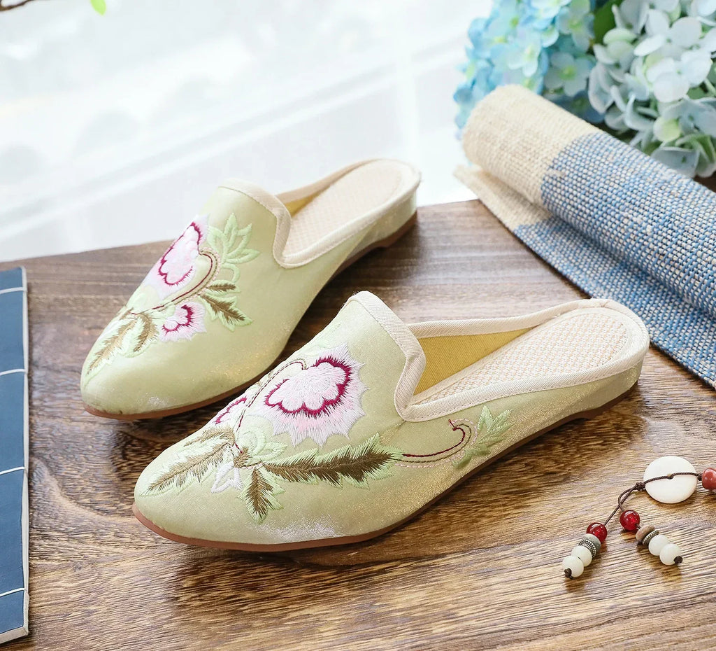 Summer Harajuku Chinese Style Women's Slippers Casual Vintage Embroidery Women Shoes Ethnic Style Fashion Streetwear Sandales