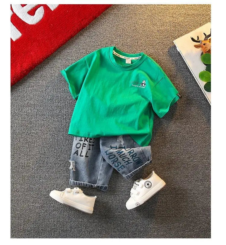 Summer Boys Clothing Set New Baby Children's Cartoon Short Sleeve T-shirt Shorts Two Piece Fashion Boys' Leisure Sports Set