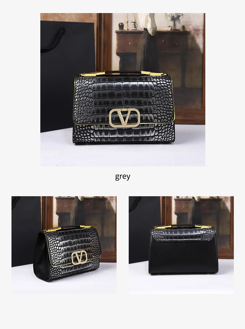 2025 New Fashion Crocodile Pattern Handbag High-End Sensation Unique Small Retro Shoulder Crossbody Bag Versatile Stylish Mini
