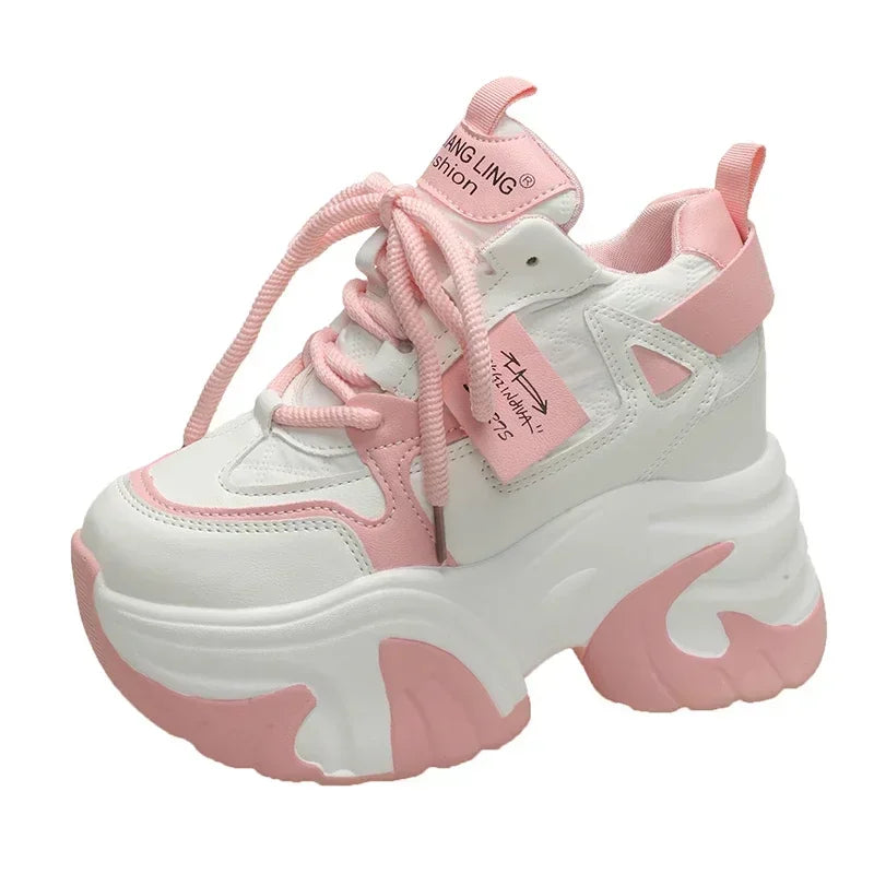 High Platform Sneakers Women 2023 Thick Sole Sports Ladies Trainers Vulcanized Shoes Woman Chunky Sneakers Zapatillas Mujer 10CM