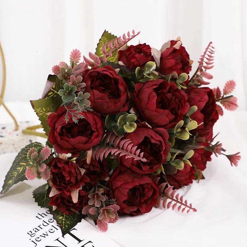 Artificial Peonies Silk Peony Flowers Artificial Flowers Plants for Home Hotel Wedding Christmas Tables Home Flowers vase Decor