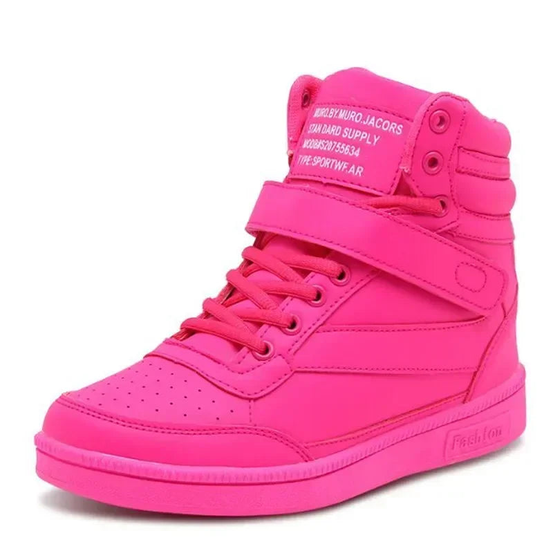 Designer Woman Breathable High Top Black White Boots Women Casual Sport Shoes Platform Hidden Increasing Sneakers Leather Shoe