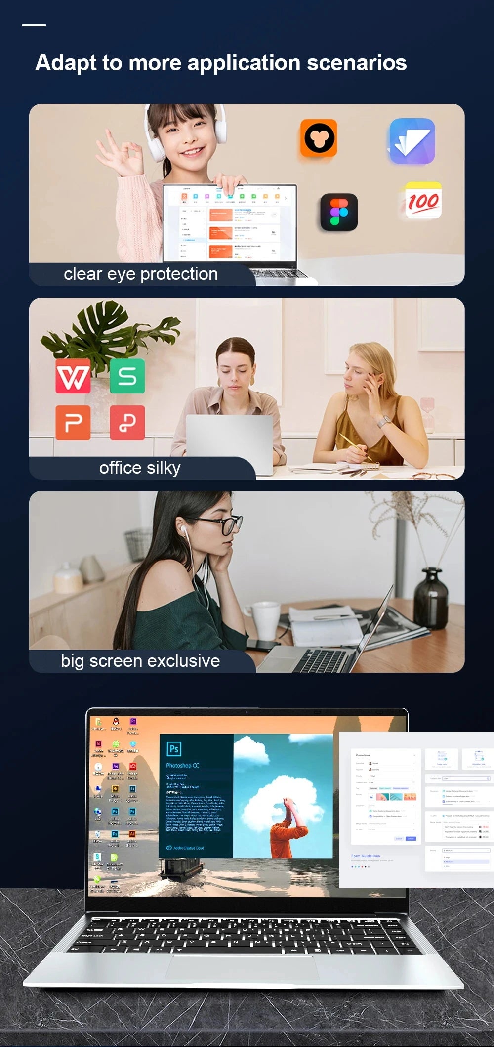 14.1 inch Laptop Computer Portable Windows 11 Pro Core i7-7500U Notebook 12GB RAM 1TB 2TB SSD Office Study Laptops