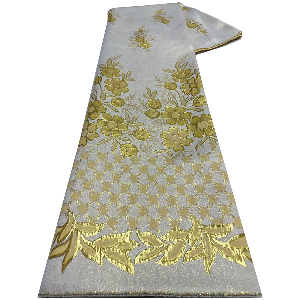 African Brocade Jacquard Lace Fabric 2024 High Quality Lace 5 Yards Net Lace French Gilding Lace Fabric For Wedding Party Dress
