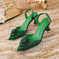 Luxury Elegant High Heels Royal Blue Color Diamond Embellished Pointed Toe Women's Shoes for Wedding Party Casual 2025 Style