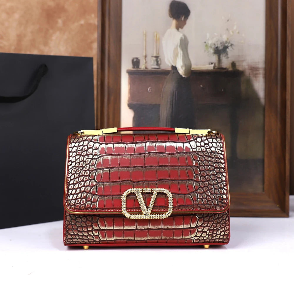 2025 New Fashion Crocodile Pattern Handbag High-End Sensation Unique Small Retro Shoulder Crossbody Bag Versatile Stylish Mini