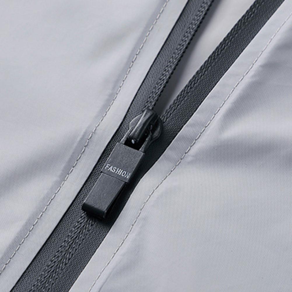 Men Summer Sunscreen Coat Hooded Thin Anti-UV Zipper Closure Solid Color Sunshade Long Sleeves Plus Size Fishing Men Summer Jack