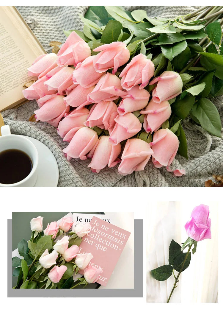Wedding Decorations 12pcs/Lot Rose Latex Artificial Flowers Floral Silk Real Touch Rose Flowers Home Birthday Party Bouquet
