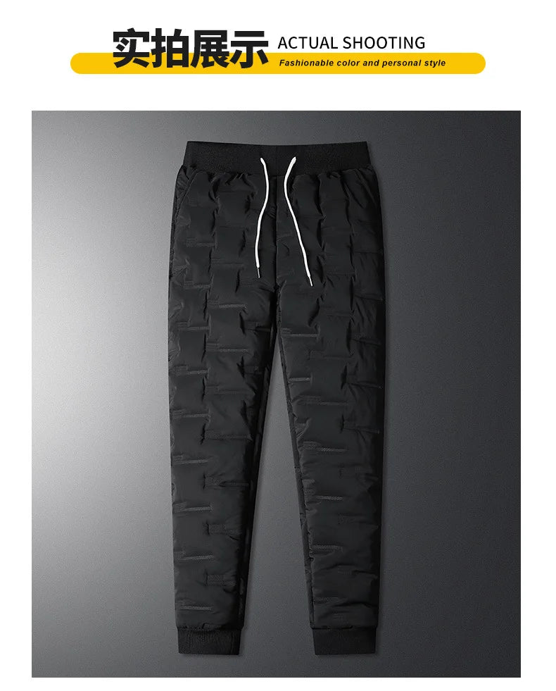 2025 Winter Warm Pants Men's Thicken Dowm Cotton Pants Outdoor Casual Joggers Pants Windproof Waterproof Thermal Trousers Male