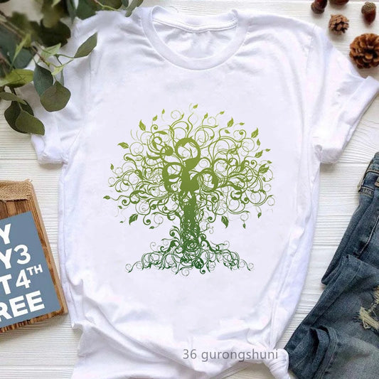 Newest Yoga Tree Print Tshirt Girls Summer Fashion Short Sleeve T Shirt Women Buddha Chakra Meditation T-Shirt Female Wholesale